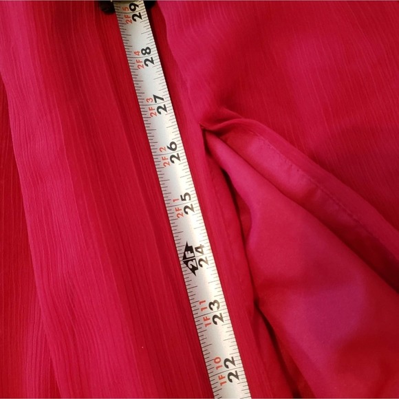 Davids Bridal NWT long one shoulder crinkle chiffon bridesmaid dress apple red 6 - Picture 8 of 10